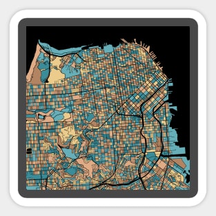 San Francisco Map Pattern in Mid Century Pastel Sticker